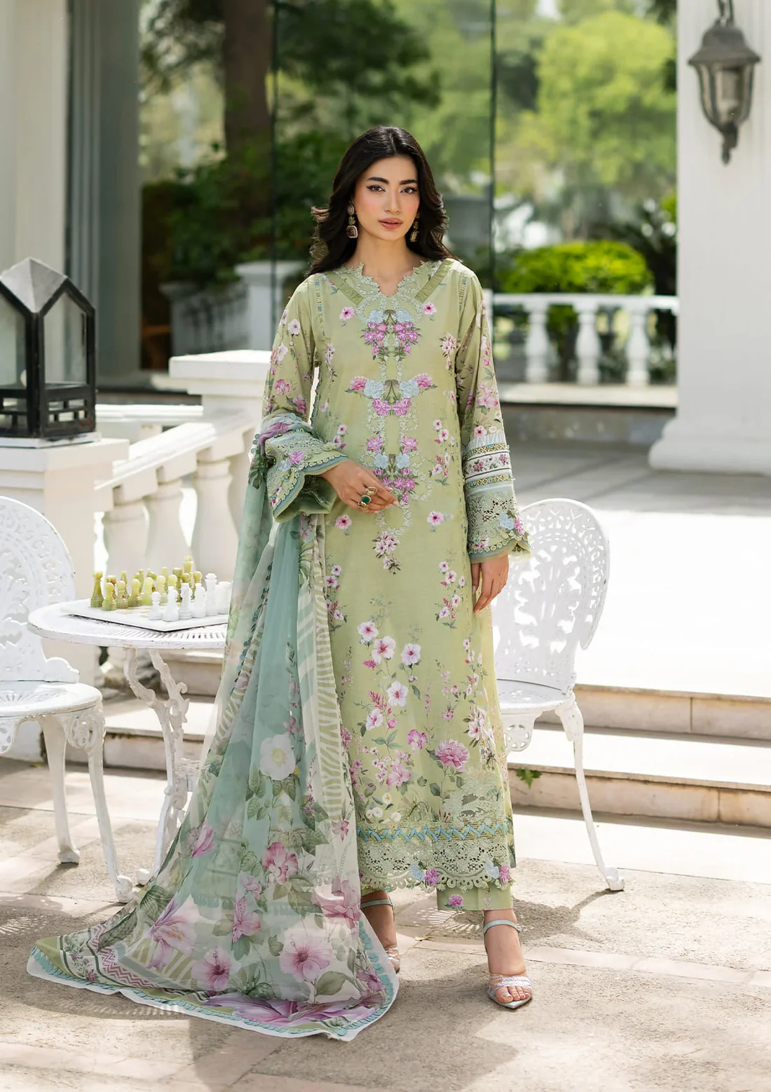 Signature Embroidered Lawn with Chiffon Collection Vol II ’26 by Elaf || ESG-6A JADE
