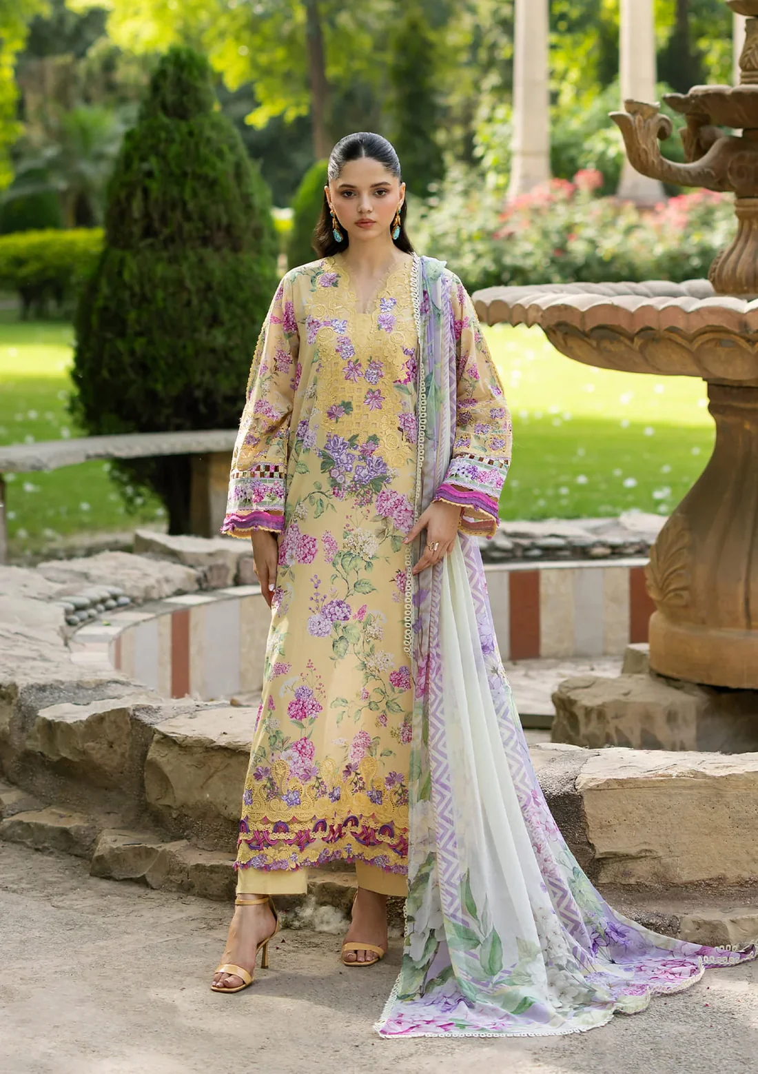 Signature Embroidered Lawn with Chiffon Collection Vol II ’26 by Elaf || ESG-7A STELLA
