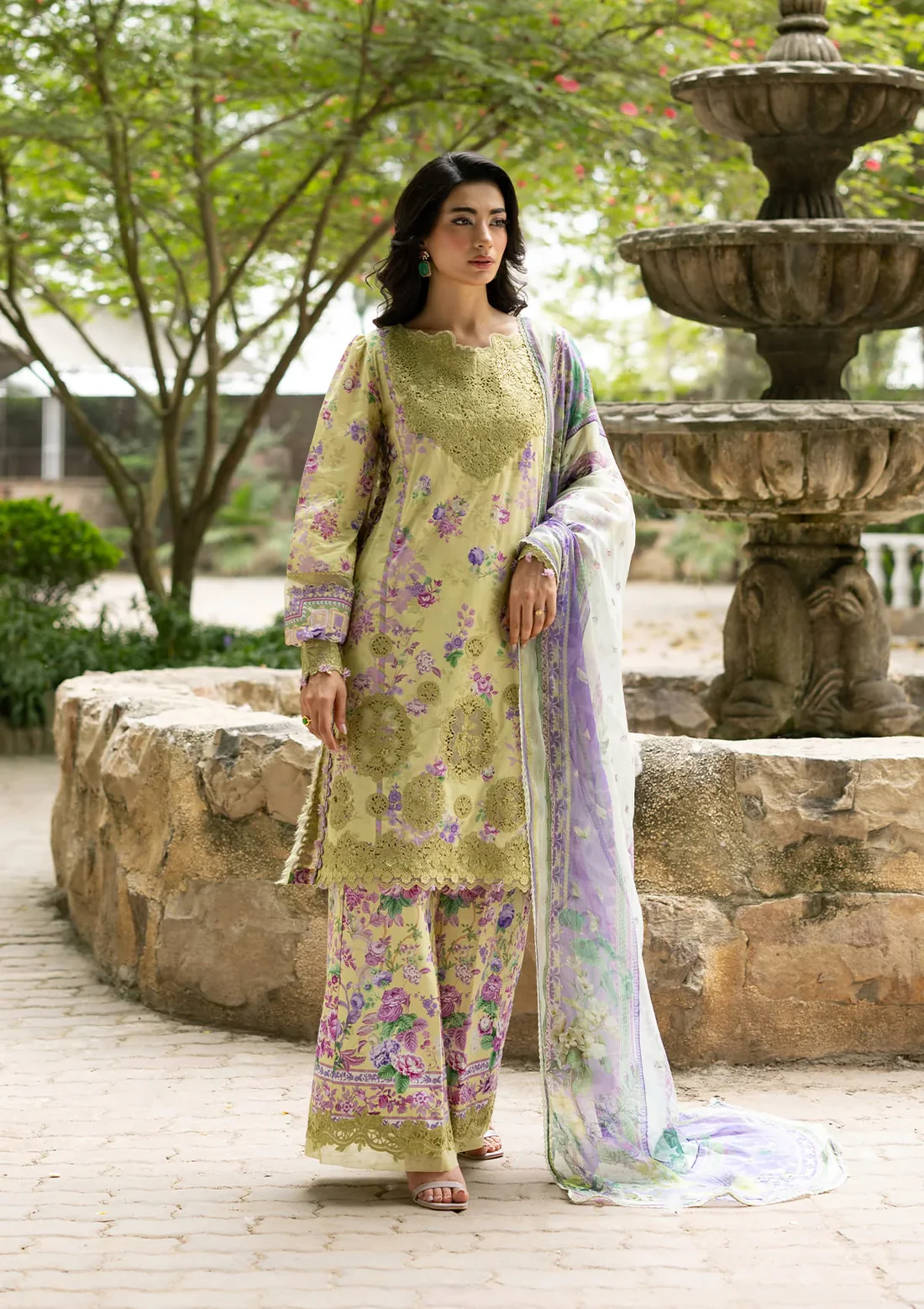 Signature Embroidered Lawn with Chiffon Collection Vol II ’26 by Elaf || ESG-8A OLIVIA