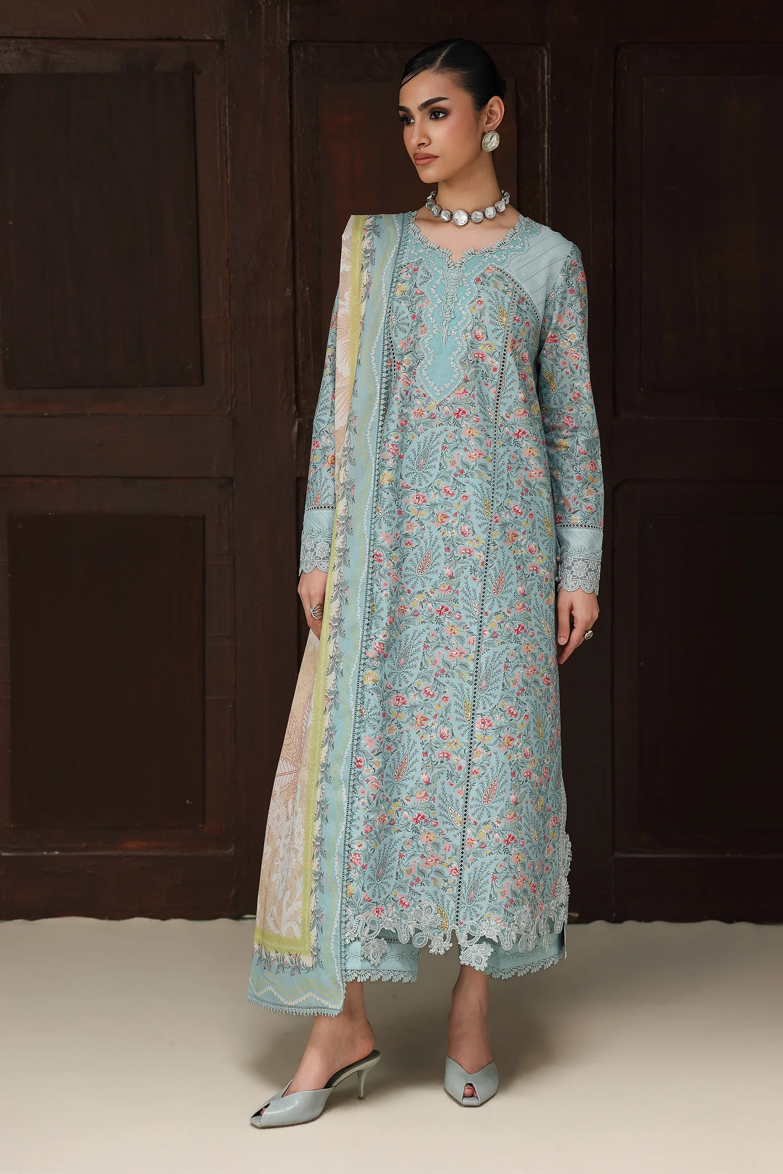 Qalamkar Qalamkar QPrints Embroidered Lawn Unstitched 3Pc Suit QQP-04A Nazia