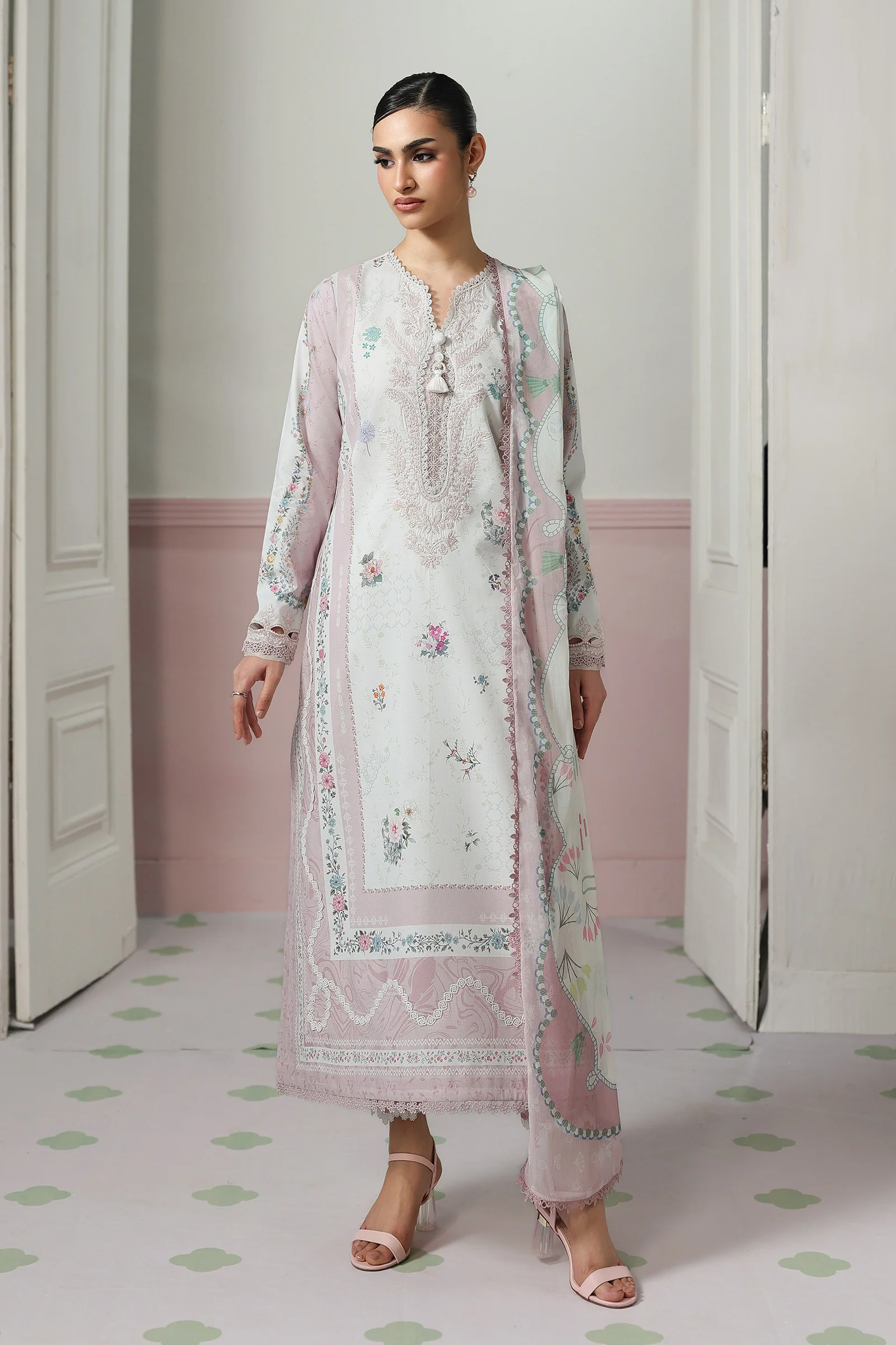 Qalamkar Qalamkar QPrints Embroidered Lawn Unstitched 3Pc Suit QQP-05A Minal