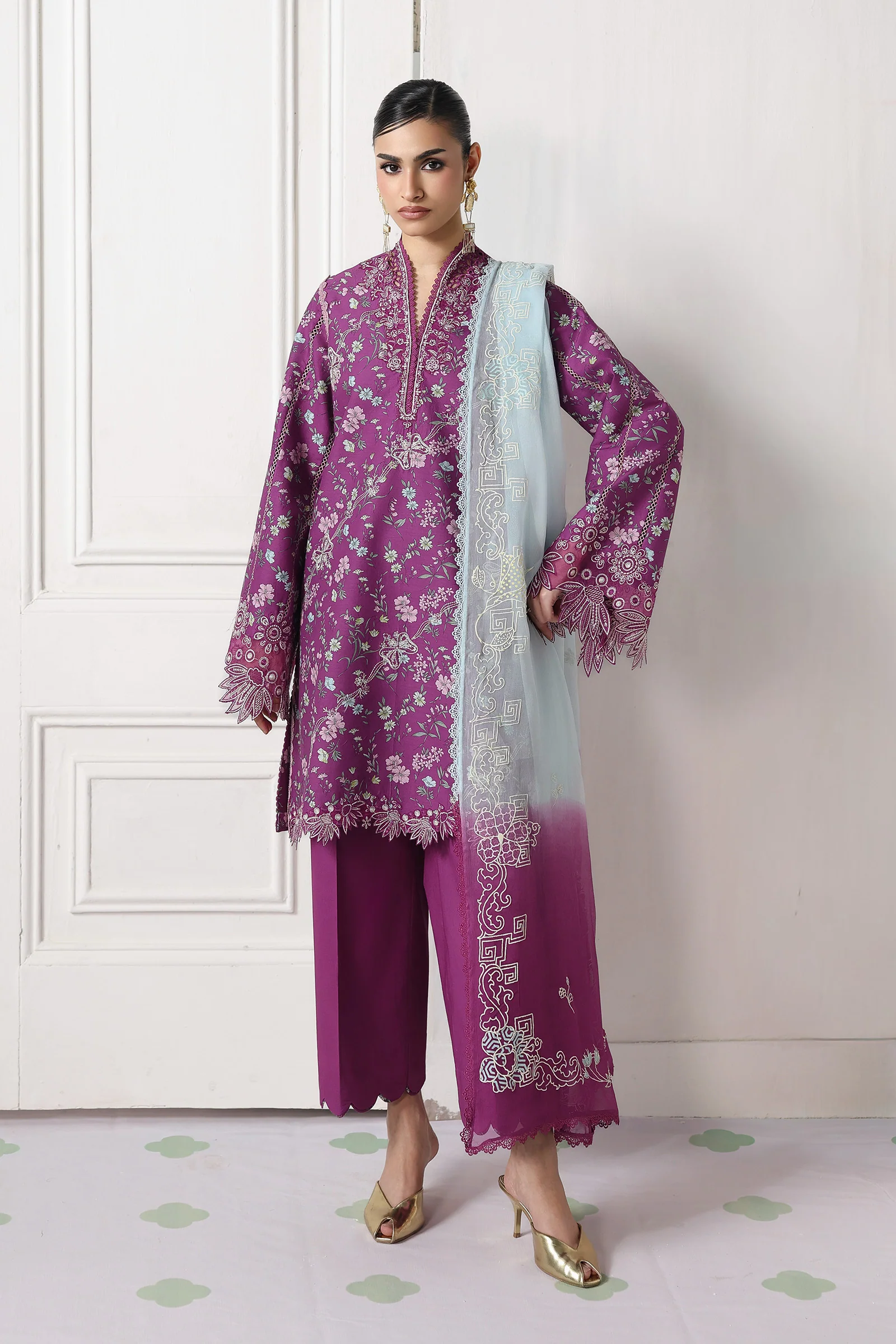 Qalamkar Qalamkar QPrints Embroidered Lawn Unstitched 3Pc Suit QQP-09A Brise