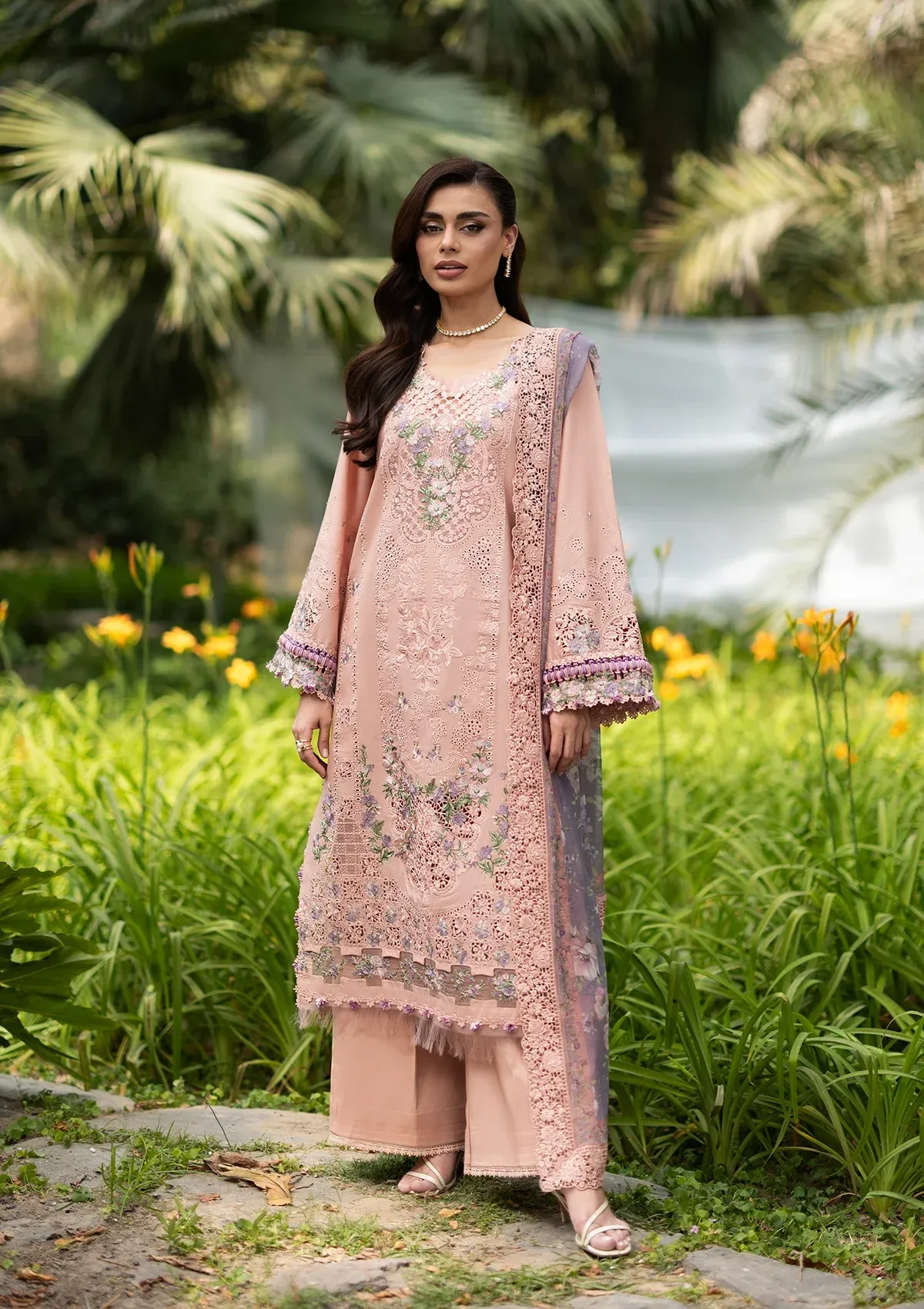 Elaf Luxury Lawn Vol 2 | 2026 || ELQ-6A BLUSHING ROSE