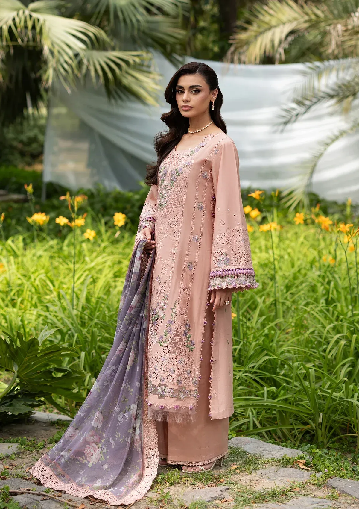 Elaf Luxury Lawn Vol 2 | 2026 || ELQ-6A BLUSHING ROSE 2